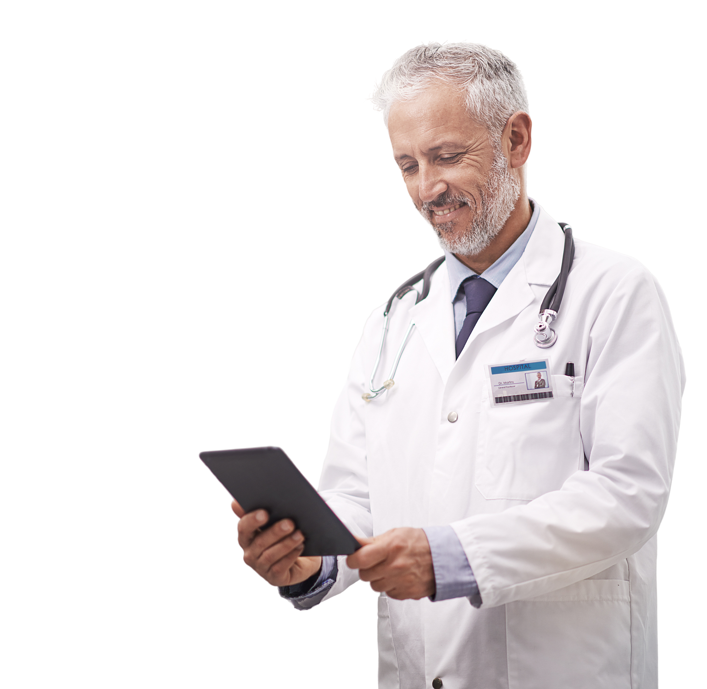 Médico com tablet